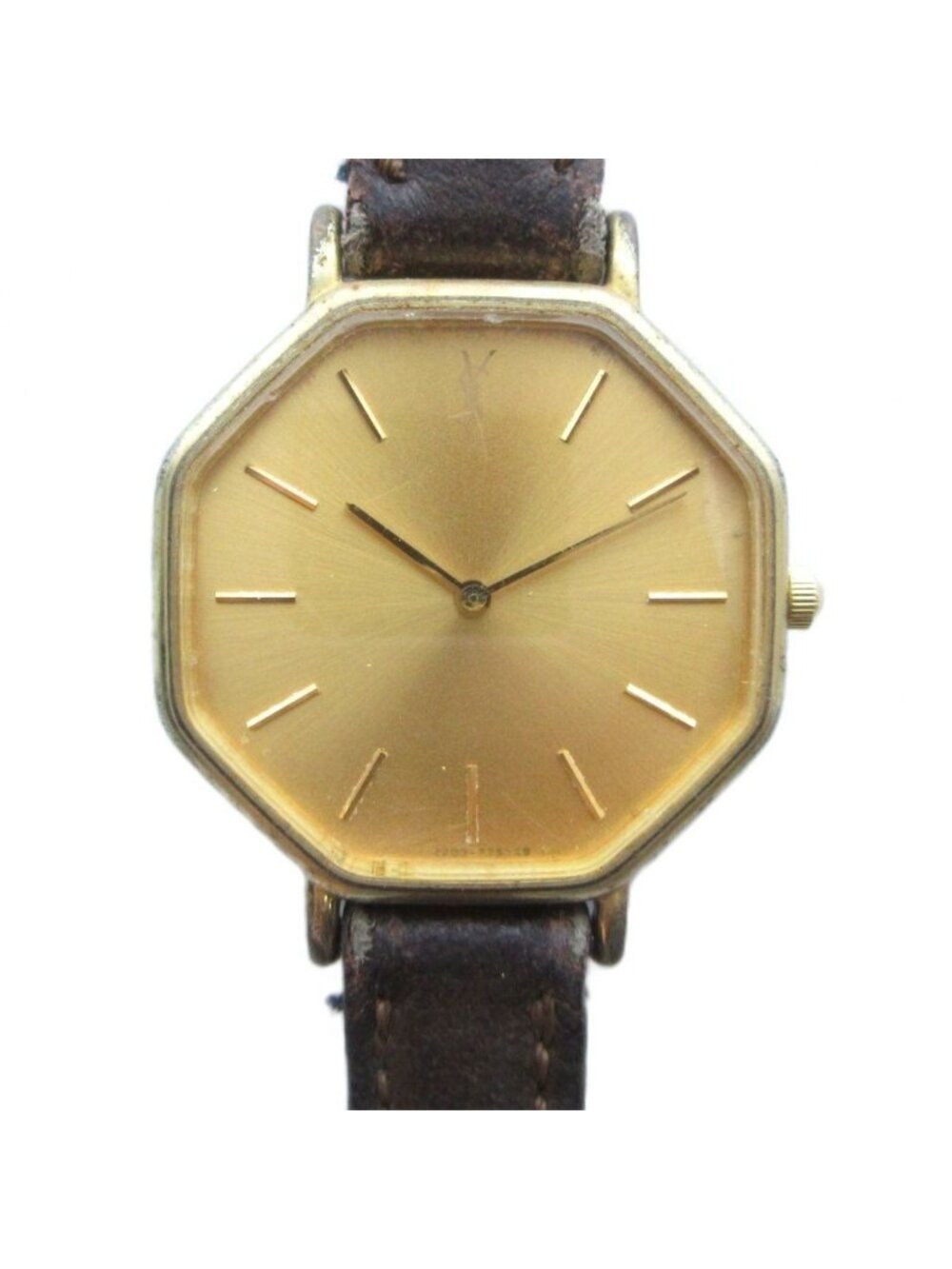 Saint Laurent 2200 Watch Quartz Leather Strap Gold